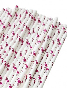 Καλαμάκια χάρτινα Flamingo μεταλιζέ