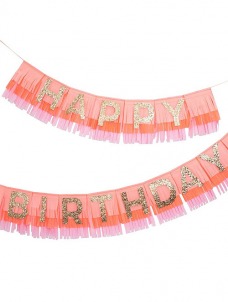 Meri Meri Γιρλάντα Pink Happy Birthday Fringe