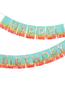 Meri Meri Γιρλάντα Rainbow Happy Birthday Fringe 
