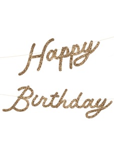 Γιρλάντα Gold Glitter Happy Birthday 