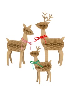 Διακοσμητικά Honeycomb Reindeer Family (3τμχ)