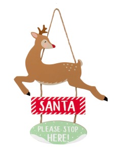 Κρεμαστή πινακίδα Santa 'Please stop here'