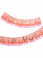 Meri Meri Γιρλάντα Pink Happy Birthday Fringe