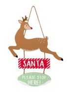 Κρεμαστή πινακίδα Santa 'Please stop here'